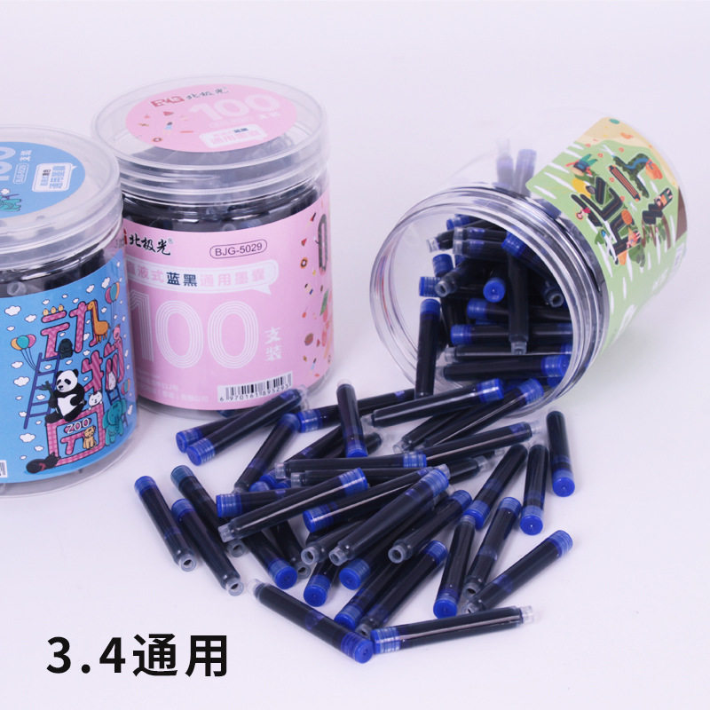 Northern Lights Student-Specific Universal Ink Bag Pen Replacement Core 3.4 Large Diameter 100 Barrels Wholesale Blue Black