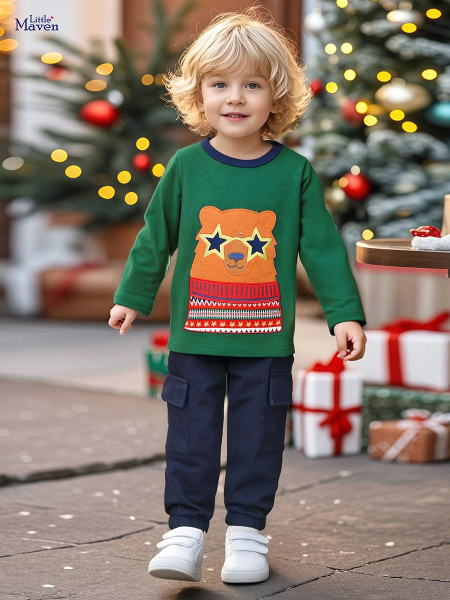 [Style] Boys' T-shirt, Autumn Long-sleeve Baby Top, Cartoon Cotton Kids' T-shirt