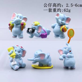 Six cute leisure sports play skateboard elephant doll car desktop ornaments scene decoration doll