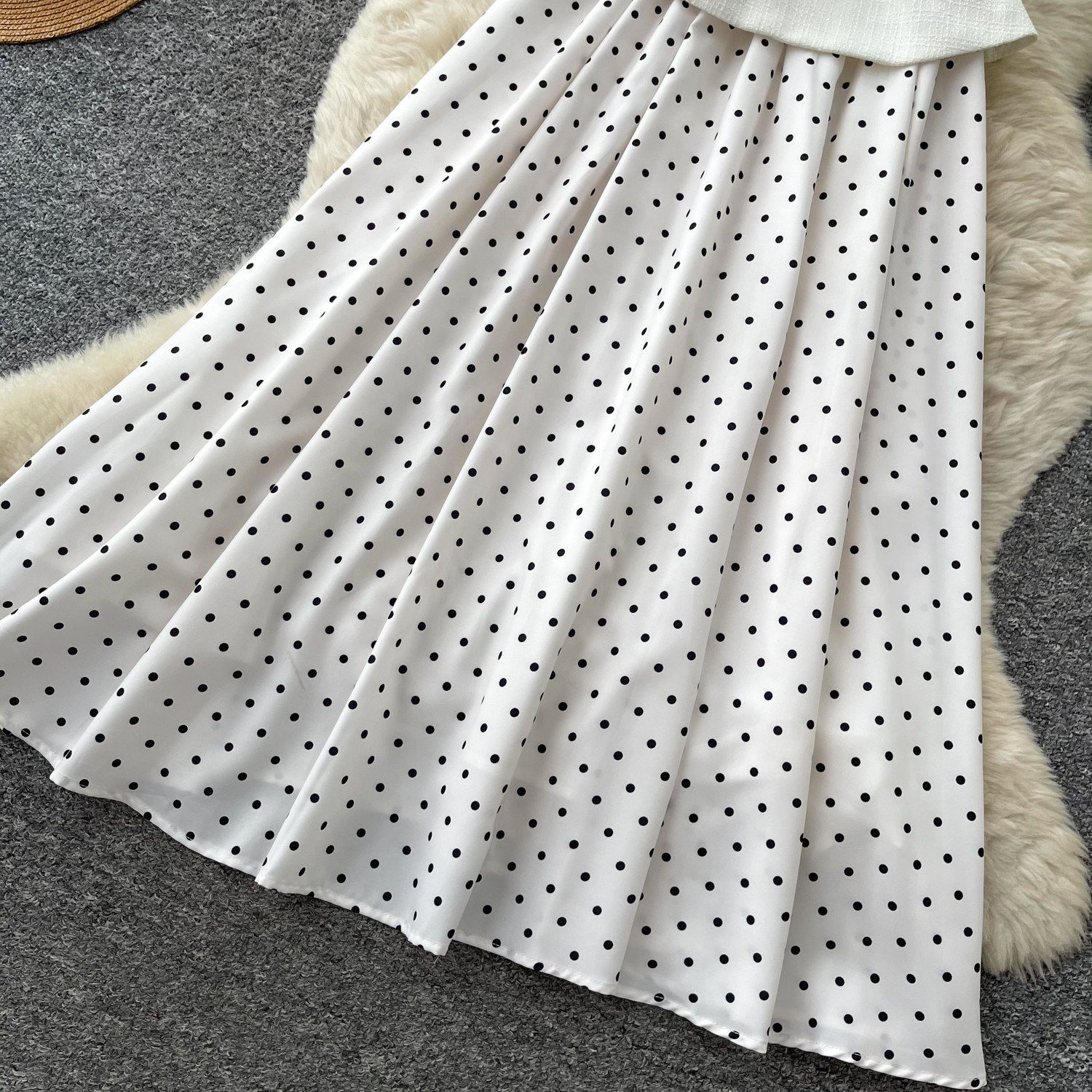Sleeveless Polka Dot Dress Slim Fit Belted Button Closure Elegant Summer A Line Style Wholesale Available