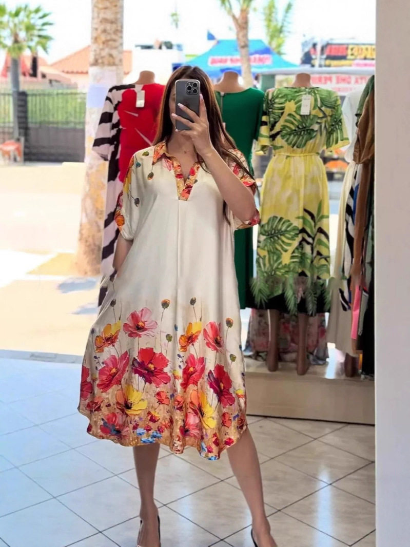 Floral Print Short Sleeve Pocket Dress Summer Fashion Elegant Style Perfect for Casual Outings Wholesale Available
