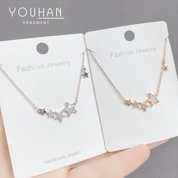 Korean Style Fashion Five-pointed Star Necklace Women's Real Gold Plated Shell Clavicle Chain Niche Design Sense Light Luxury Necklace Chain Trendy Jewelry