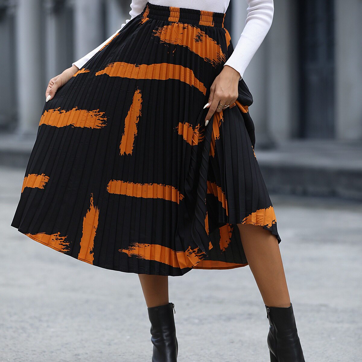 Casual A Line Skirt Irregular Print Trendy Design Womens Fashion Suitable for Daily Wear Wholesale Available