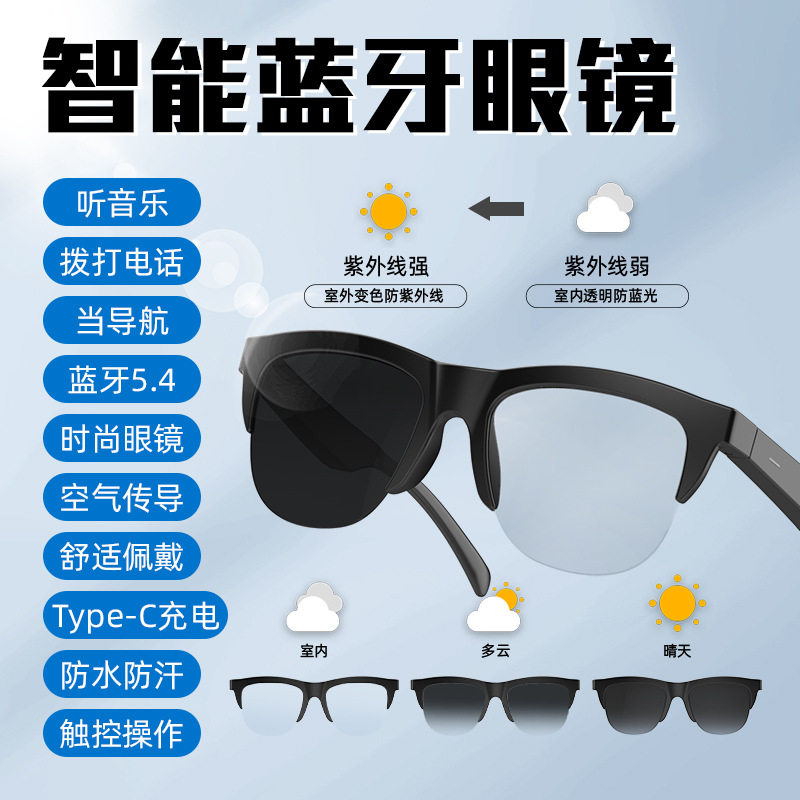 [Factory Direct Sales] Smart Bluetooth Glasses Bluetooth Headset F01/F02 Bluetooth Sun Protection Eye Protection Audio Sunglasses