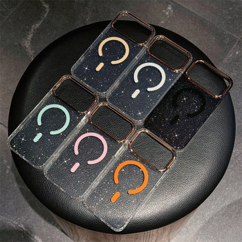 Metal Lens Apple 16Pro Phone Case Glitter Magnetic iPhone15promax Transparent Anti-Drop 14pro13