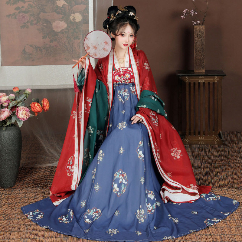Original Hanfu Women's Adult Large Size Restoration Style Tang Style Qi Chest Skirt Daily Fairy Style Summer Ancient Costume Set