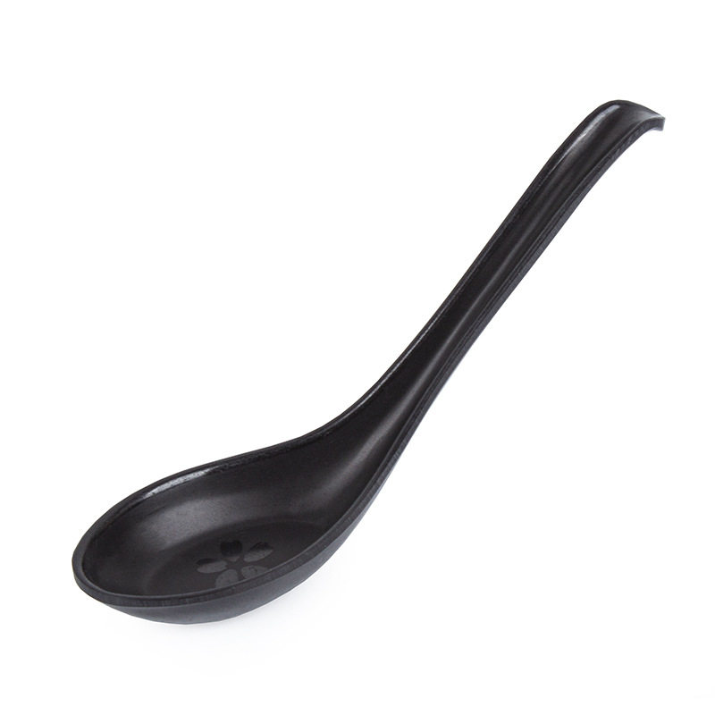 Commercial Malatang spoon melamine imitation porcelain drop-proof soup spoon with hook rice spoon black cherry blossom spoon breakfast cup