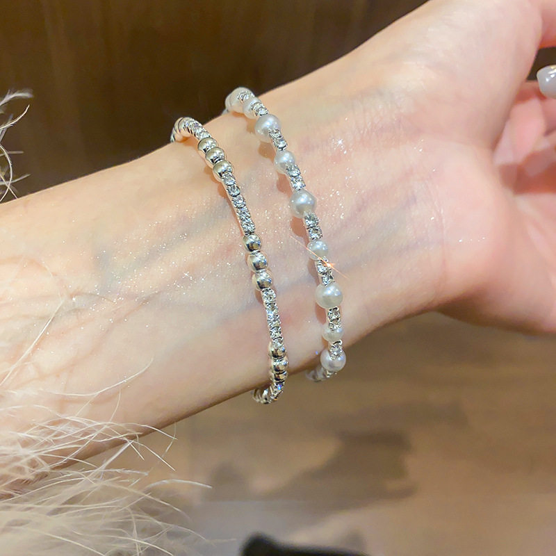 Diamond Round Beaded Open Bracelet French Simple Ins Fashion Commuter Bracelet Accessible Luxury High-End Jewelry for Women