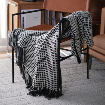 New Waffle Knitted Nordic Style Simple Blanket Ready for Delivery Wool Blanket