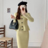 Autumn and Winter New Korean Style Fashionable Slimming Look Knitted Dress Suit Feminine Sweater Hip Skirt Two-Piece Set