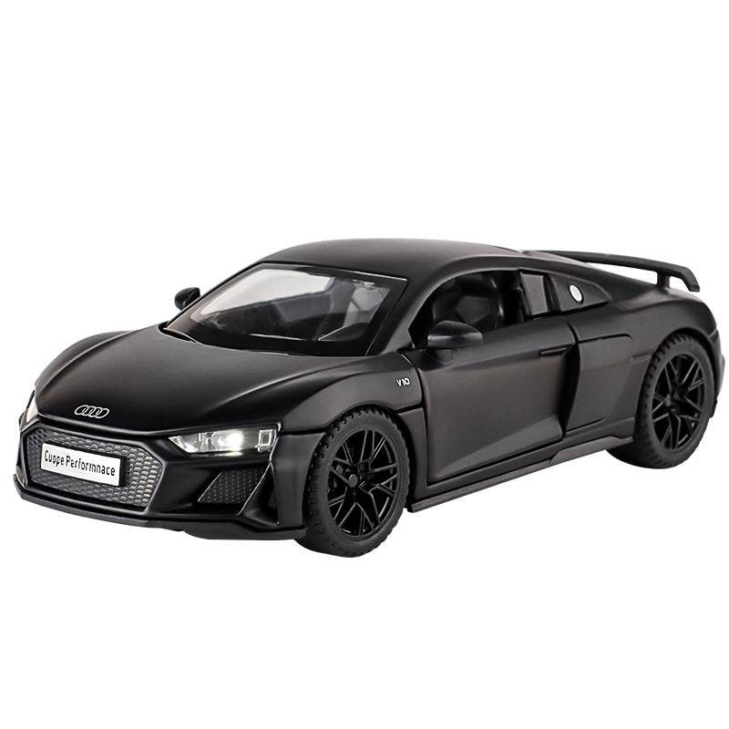 1:32仿真R8跑车模型黑色合金小汽车超级精品摆件男孩跨境玩具车子