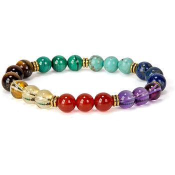 European and American Cross-Border Crystal Bracelet 8mm Beaded Natural Stone Adjustable Bracelet White Pine Malachite Multicolor Elastic Bracelet
