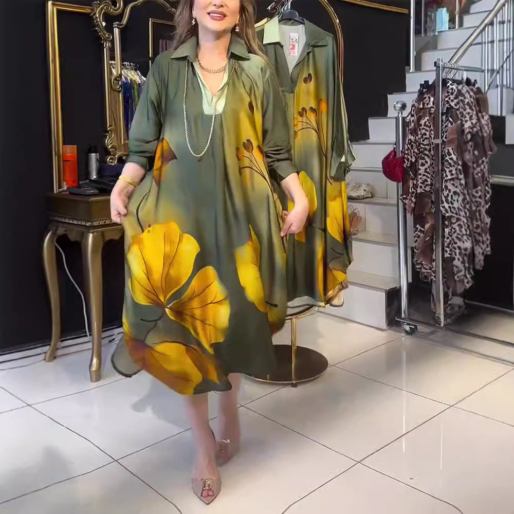 Loose Fit Gradient Print Dress Stylish Fall Fashion Versatile for Casual or Formal Occasions Available for Wholesale