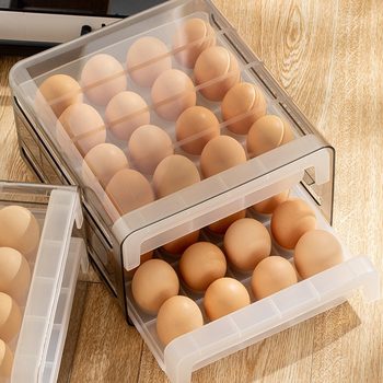 Transparent PET egg box refrigerator storage box kitchen finishing fresh-keeping box egg drawer type 32 box factory spot
