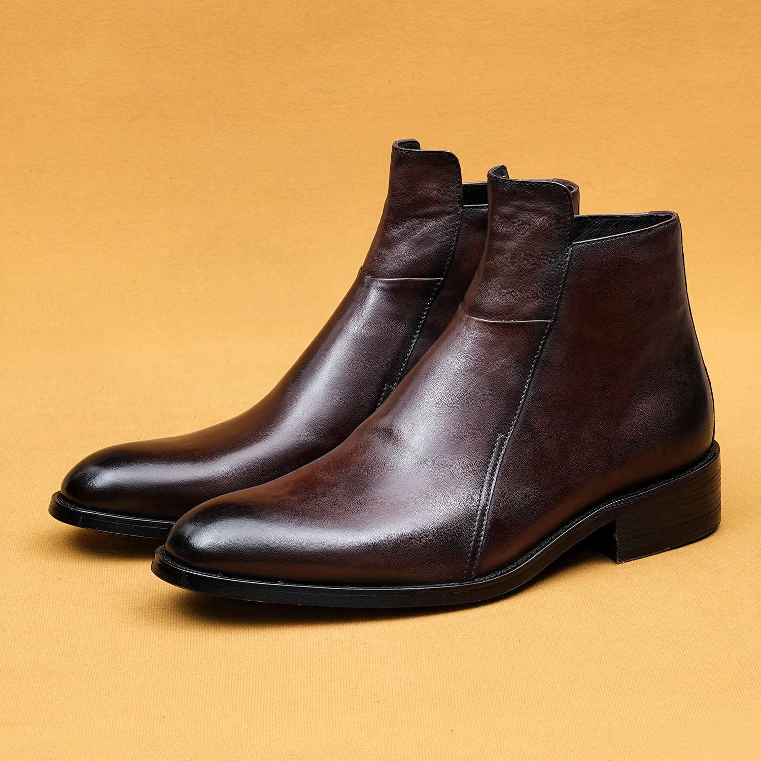 Boot Nam Da Thật Cổ Cao Khóa Bên Chiều Cao Đế Khoảng 3cm Màu Đen, Nâu