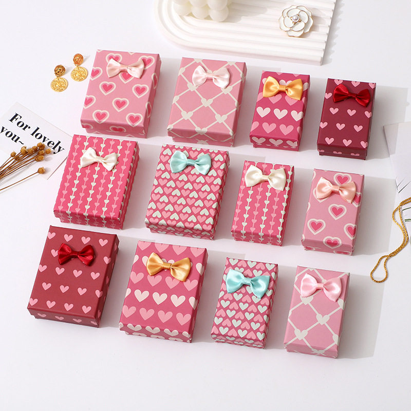 Jewelry Packaging Box, Jewelry Storage Box, Pink Bow, Mixed Colors, in Stock, Earrings, Bracelets, Cross-Border Gift Box