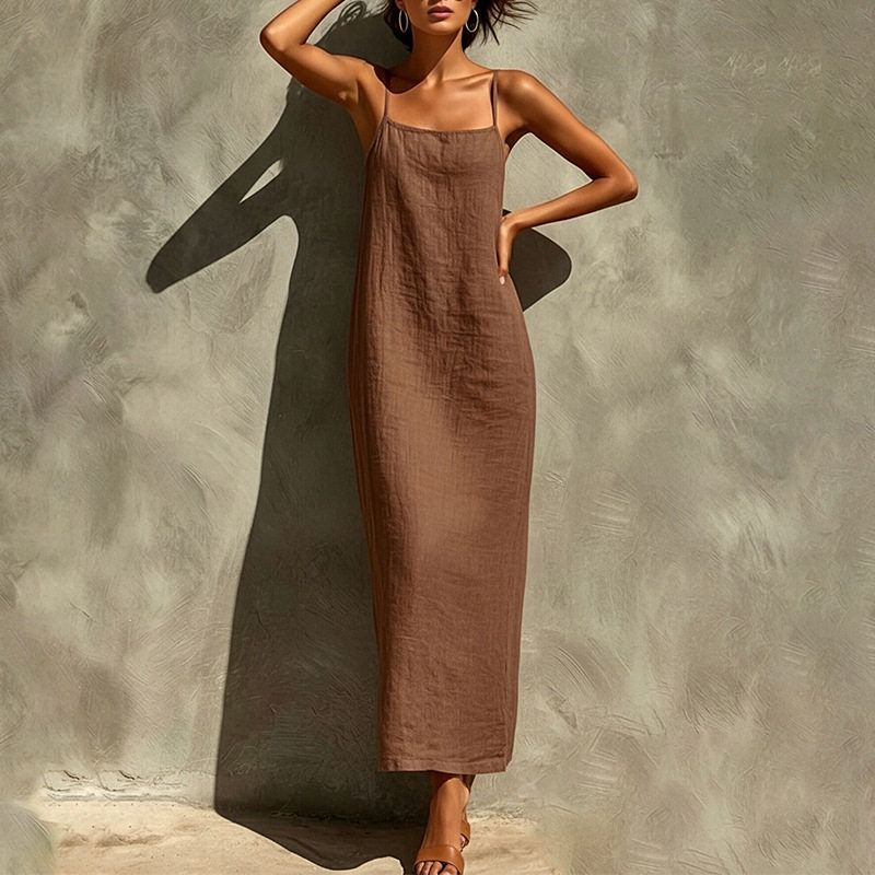 Summer Maxi Dress for Women Solid Color Casual Style Comfortable Fit Perfect for Vacation and Relaxation Wholesale