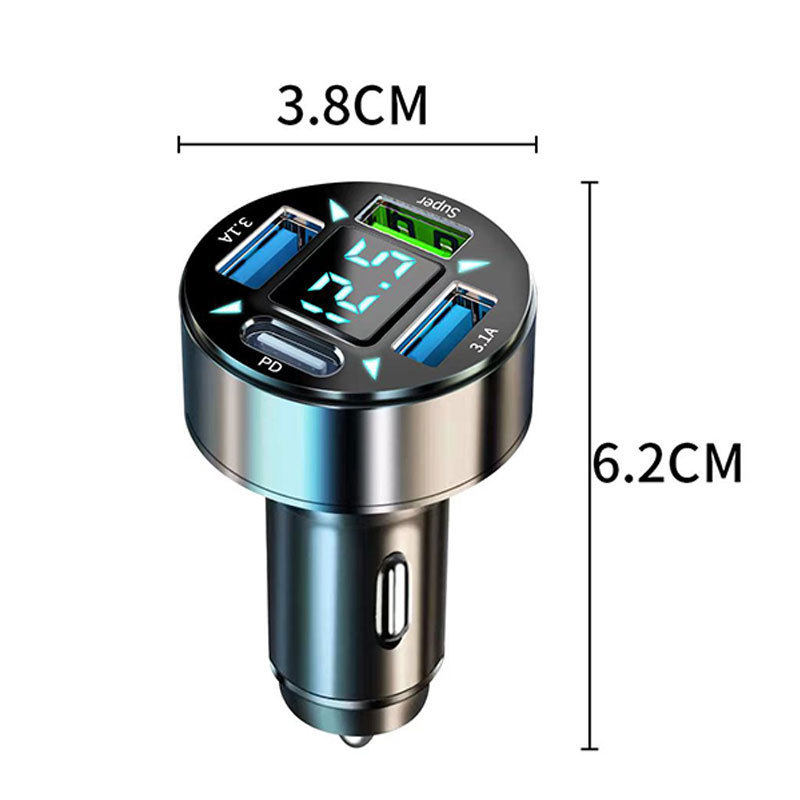 Car mobile phone charger super fast charging head four PD flash charging for Android Apple high power car charger