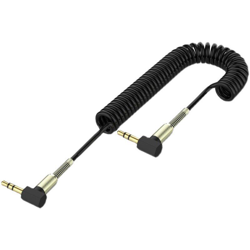 Car Aux Audio Cable Spring Elbow Double-Ended 3.5mm Male-To-Male Headset Mobile Phone Speaker Cable