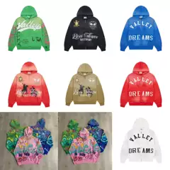 Cross-Border In-Stock Vale Forever American High Street Heavy-Duty Embroidery Rhinestone Zipper Hoodie Sweatshirt Couple Style Trendy