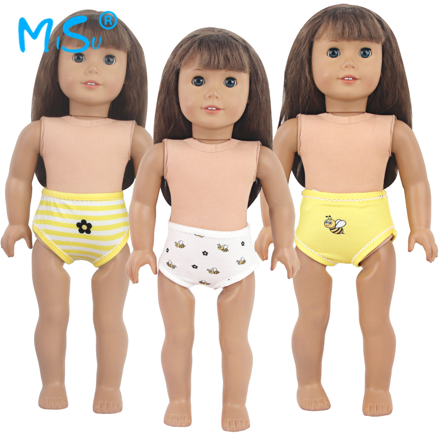 Трансграничная горячая распродажа 18-дюймовых трусиков American girl bee flower трусики-подгузники rebirth Eve doll аксессуары для кукол Изображение 1