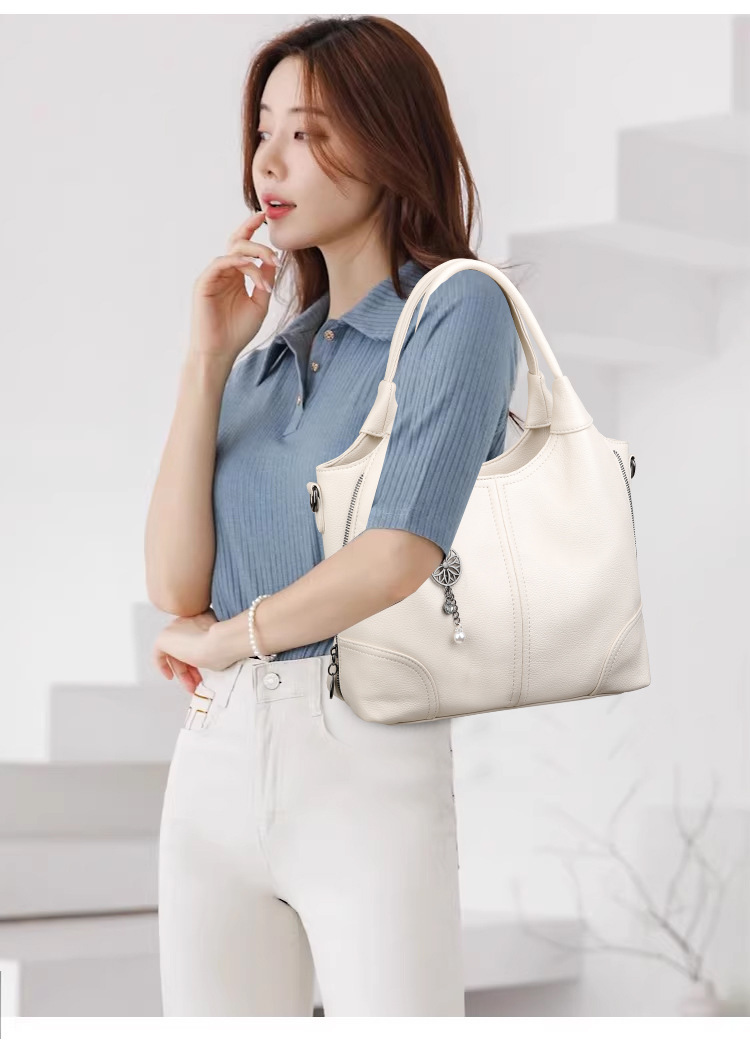 Túi tote nữ da PU cỡ vừa đựng nhiều ngăn, túi đeo chéo xách tay đi làm — đen, màu đỏ, màu xám, Màu xanh da trời