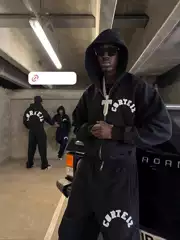 Heavyweight High-Weight Letter Patch Embroidered Hooded Sweatshirt Suit Sweatpants Hip-Hop Street Style Loose Casual Sweatshirt