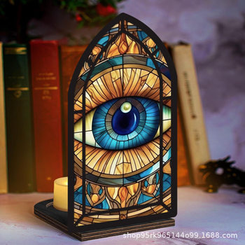 Cross-Border New Product Book Nook Devil's Eye Wooden Bookend Bookshelf Decoration Fantasy Book Corner Decoration