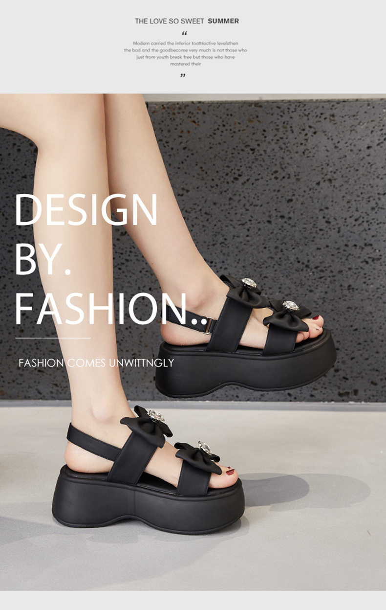 Dép sandal nữ quai chữ V đơn giản, chất liệu microfiber, đế PU êm nhẹ — Len tinh khiết, Đen chi tiết 8