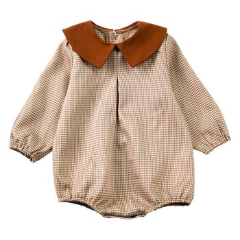 Baby clothes children's clothing wholesale Korean Spring and Autumn New sheath baby houndstooth long sleeve romper jumpsuit