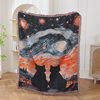 Customized Galaxy Love Cat Camping Blanket Picnic Blanket Multifunctional Cotton Thread Blanket Tapestry Sofa Cover Blanket Outdoor Camping Carpet