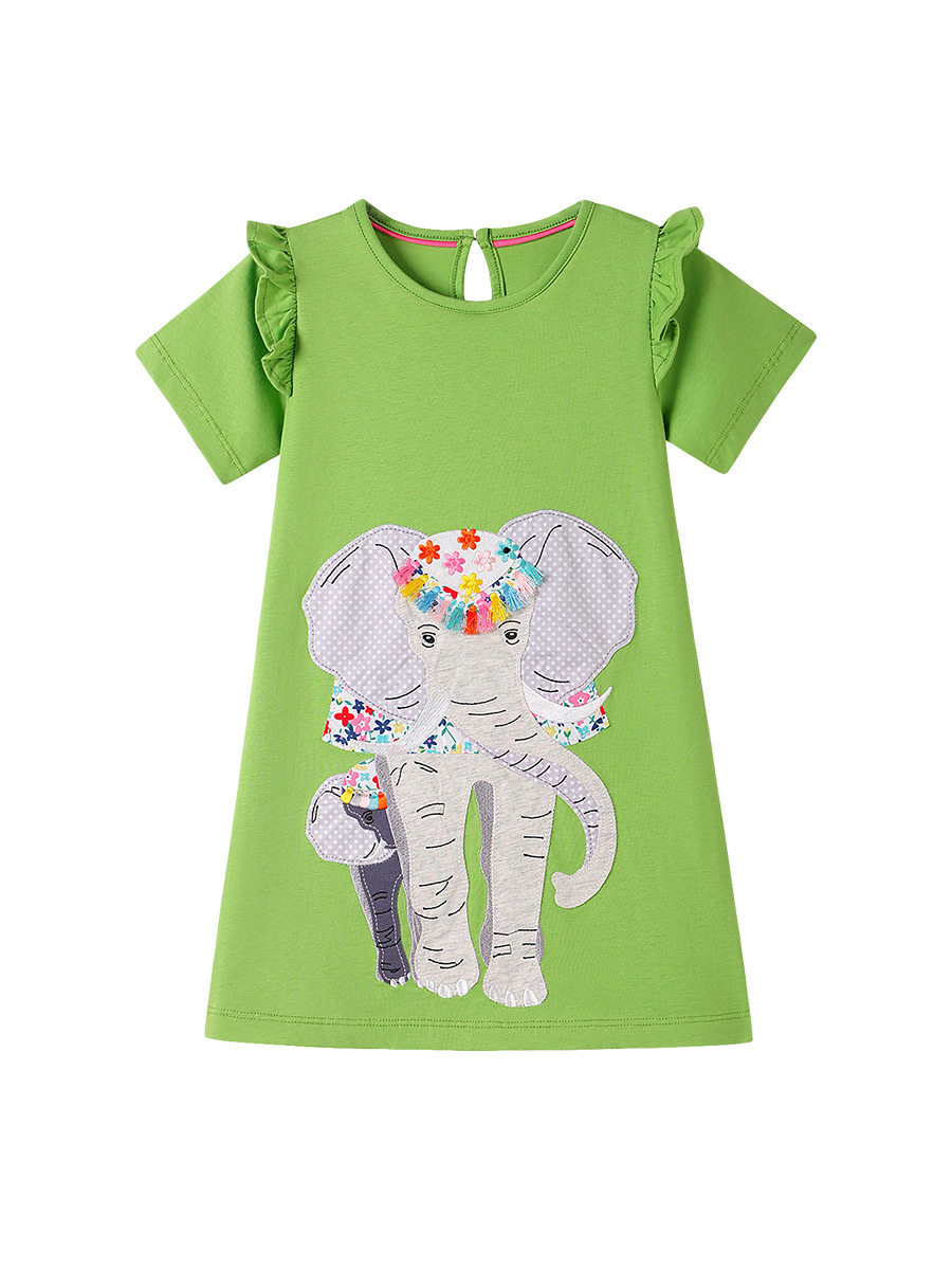 Direktversorgung neues Sommerkleid, Kinder-Kurzarmkleid, Großhandel Cartoon-Baumwoll-Mädchenkleid