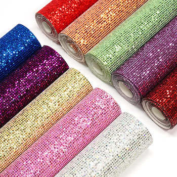 2025 New Colorful Sequin Leather Pvc30*20Cm Wholesale DIY Handbags and Bags Leather Artificial Leather