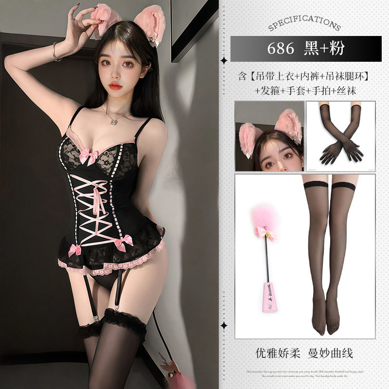 ブラック(ワンピース+レッグリング*2+パンツ)+W1ブラック+P46ブラック+P56ピンク+P33ピンク