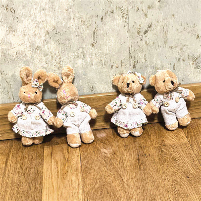 Cartoon key linen bunny doll school bag pendant bear bag pen...