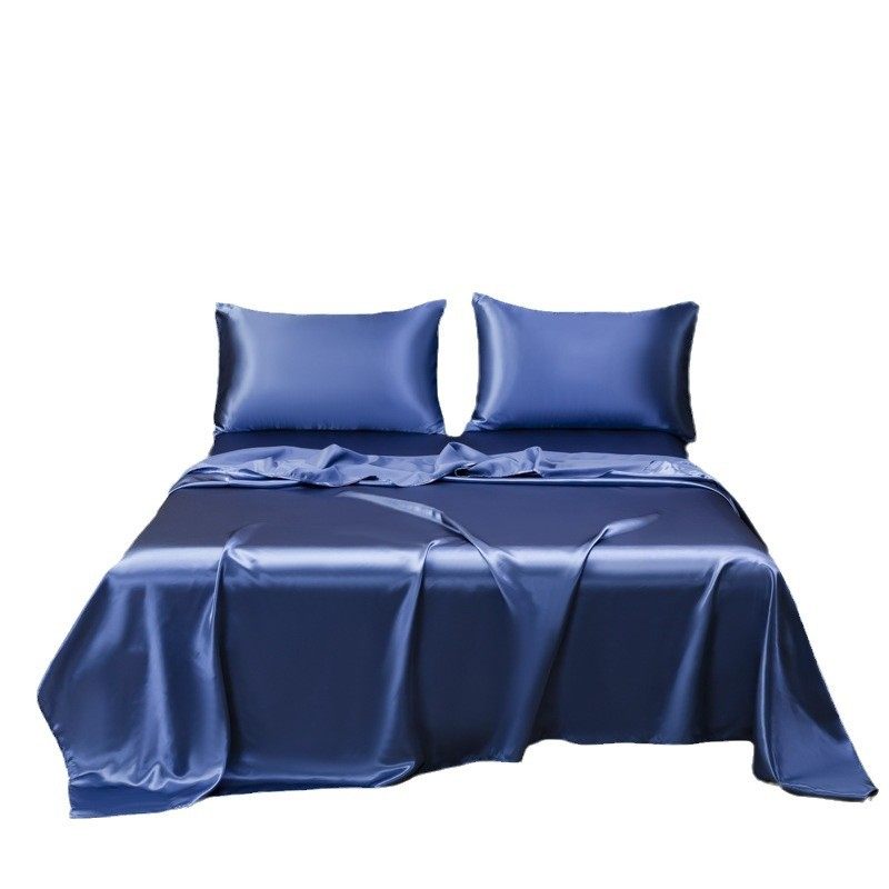 Simulated Silk Satin Bed Bed Sheets + Bed Sheets + Pillowcase Set, Four-Piece Set, American and European Cross-Border Export Hot Style