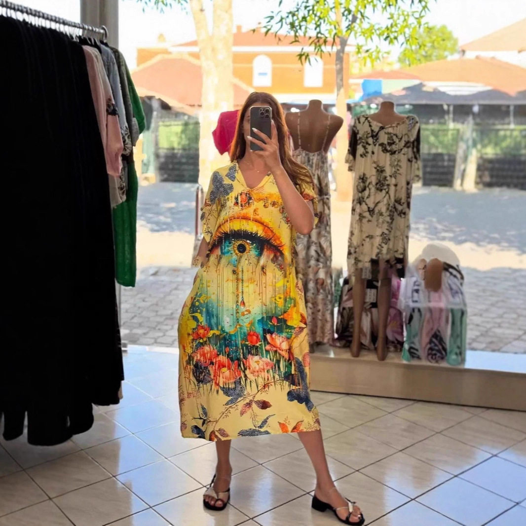 Summer Floral V Neck Maxi Dress for Women Casual Style Short Sleeves Lightweight Fabric Perfect for Vacations