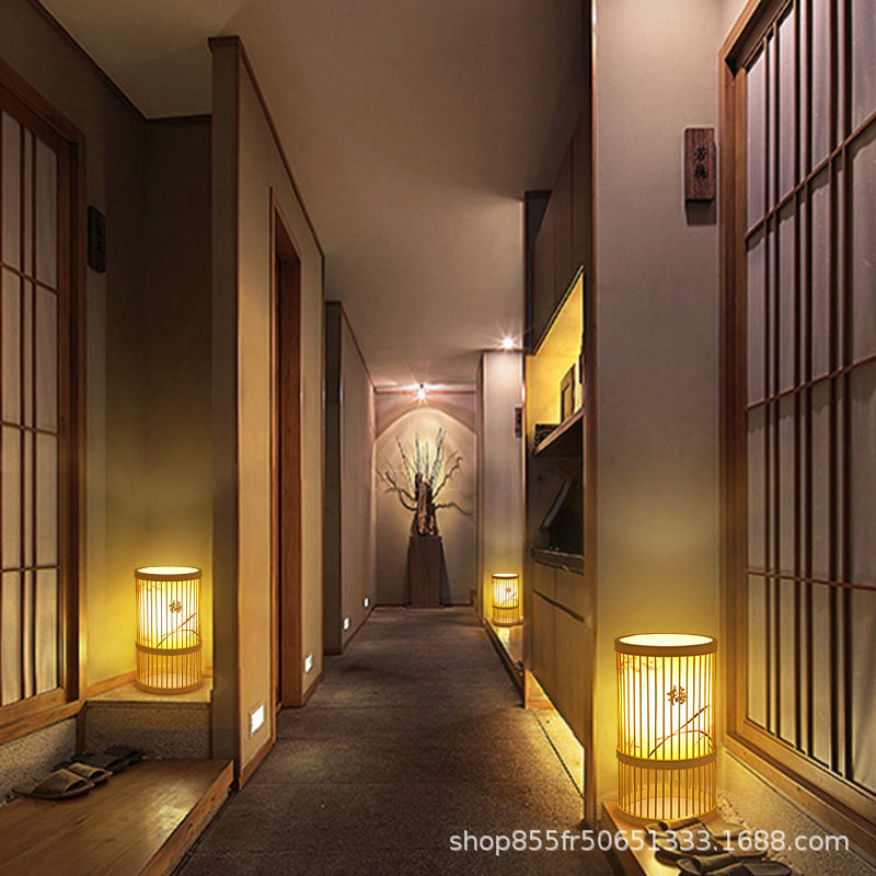 Bamboo Lamp Chinoiserie Tea Room B&B Guest Room Living Room Zen Tea New Chinoiserie Lantern Creative Japanese Bamboo Table Lamp