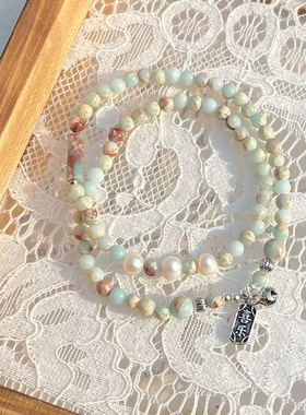 平安方牌铃铛圆珠手链女夏ins小众设计感轻奢精致复古手串手饰