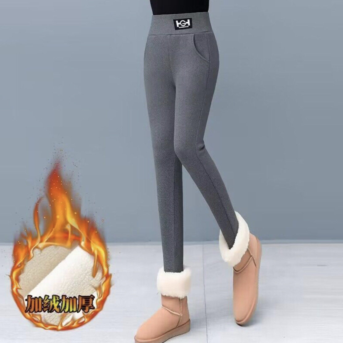 25新款HG羊羔绒加绒加厚打底裤口袋外穿大码修身秋冬保暖裤女跨境,淘宝优惠券,粉丝福利购,淘宝优惠卷