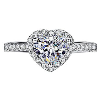 Cross-Mirror Classic Six-Claw Ring, High-End Heart Zircon Women's Ring, Environmentally Friendly Diamond Ring, European and American Luxury Trendy Jewelry Customization