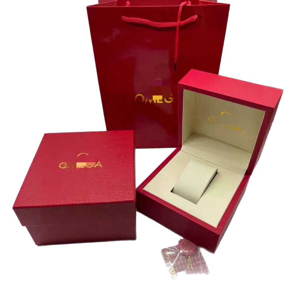 In-Stock Omage Omega Watch Box Leather Omega De Ville Series Packaging Box Storage Box Full Set Packaging Box