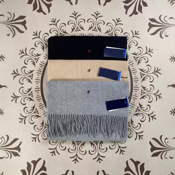 RL Ralph Little Horse Logo Scarf Winter Embroidered Tassel High End Scarf Imitation Cashmere Scarf Warm and Cold Resistant Scarf