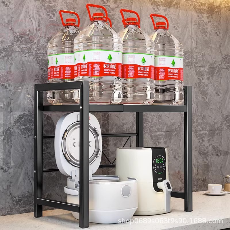 Kitchen Rack Rice Cooker Rack Telescopic Microwave Rack Retractable Oven Storage Rack Countertop Home