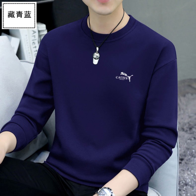 2023男士冬季长袖加绒加厚男士卫衣六色可选时尚青年圆领长袖t恤