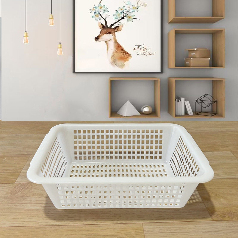 Plastic hollow storage basket rectangular square sieve kitchen fruit and vegetable washing and draining basket distribution sorting storage basket wholesale