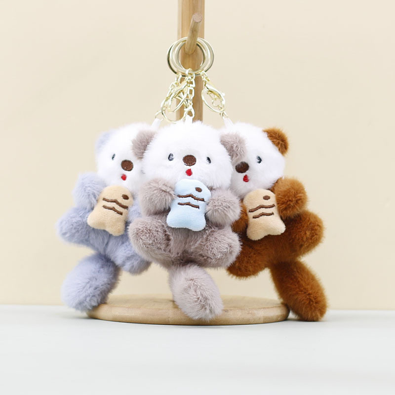 Cross-border Cute Moe Water Seto Pendant Plush Toy Doll Holding Fish Sea Otter Bag Pendant Keychain Doll