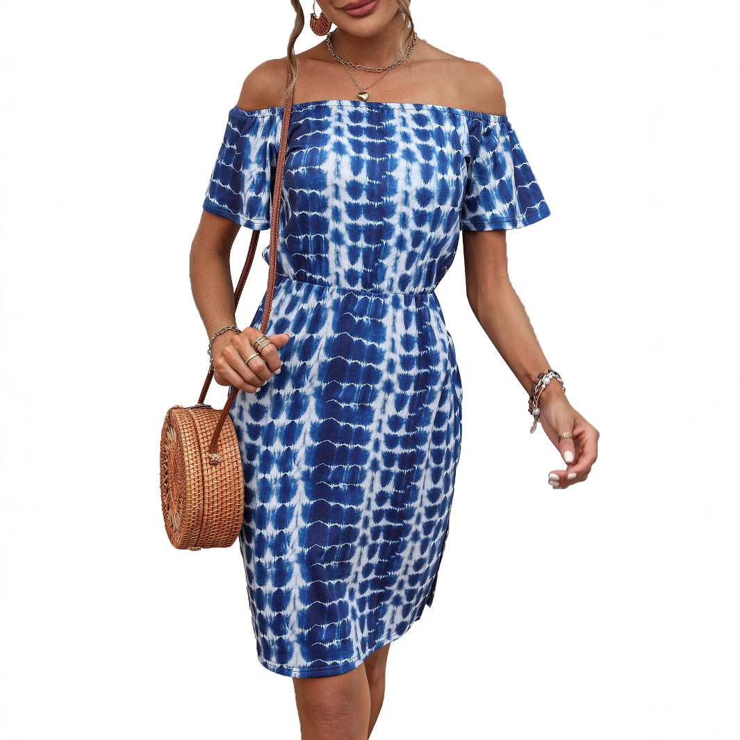 Off Shoulder Dress Casual Vacation Style Lightweight Fabric Perfect for Summer Events Wholesale Available