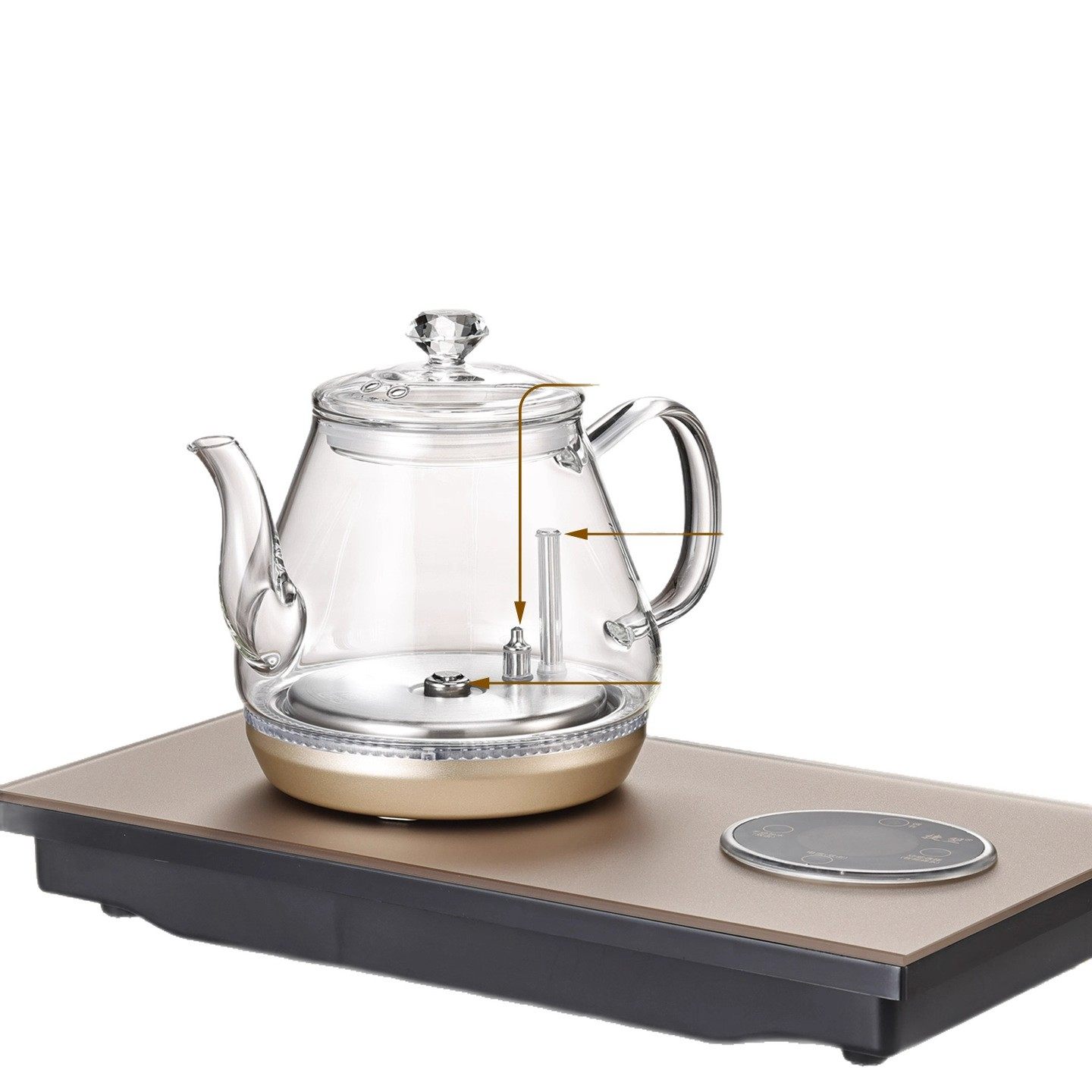 Pure Titanium Glass Fully Automatic Water Supply Electric Water Heating Tea Table All-In-One Tea Table Special Tea Set Embedded Teapot