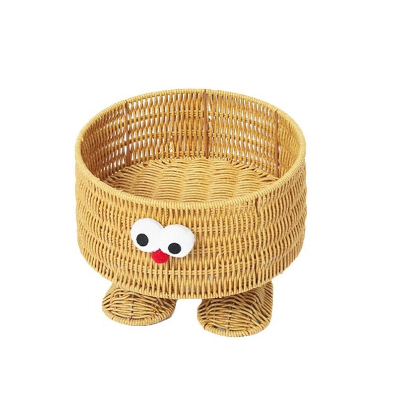 Fruit Plate Imitation Rattan Woven Minions Cute Desktop Woven Bread Basket Living Room Kitchen Storage Basket Snack Storage Basket